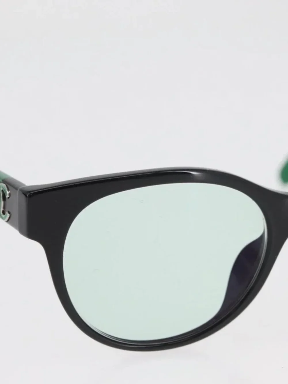 CHANEL COCO Mark Glasses plastic Green CC Auth BAZ663
